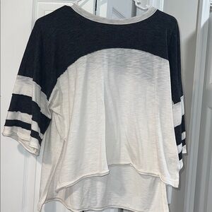Black and White Striped Sleeve Top